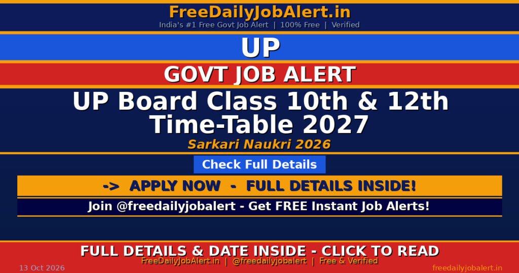 UP Board Class 10th & 12th Time-Table 2027