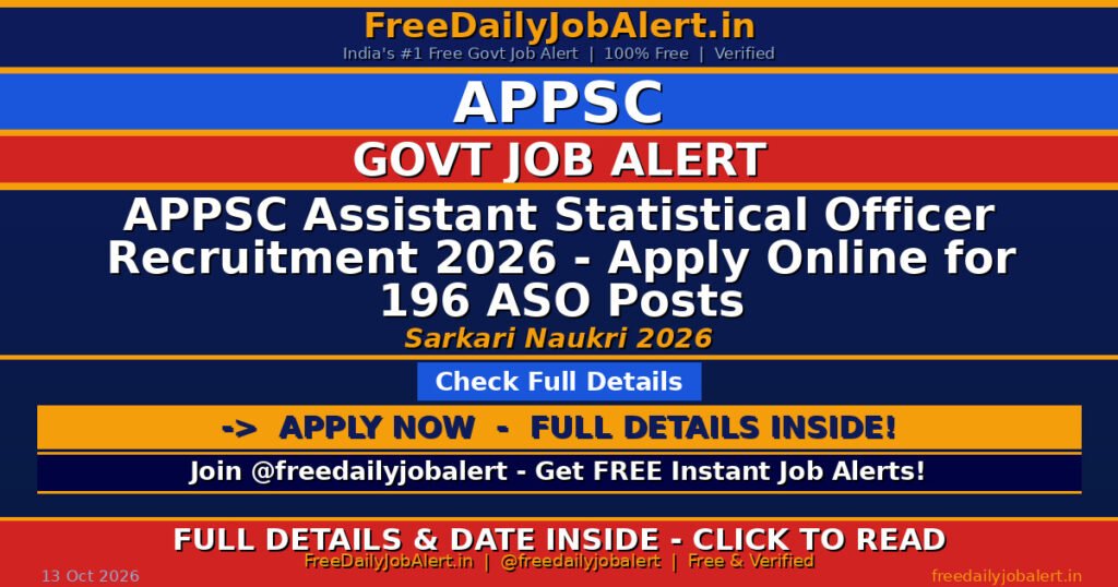 APPSC Assistant Statistical Officer Recruitment 2026 – Apply Online for 196 ASO Posts